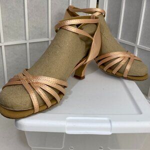 Dance Sasha Satin Shoes Sz 9 M Pink Beige 2" Heel Special Events, Dance, Dance